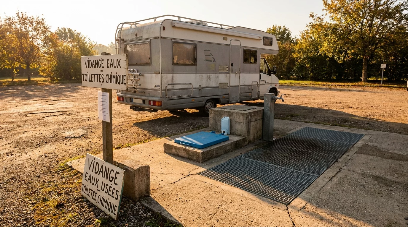 Aire de service camping-car avec borne de vidange