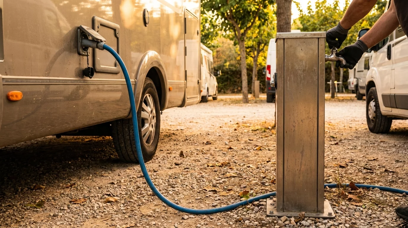 Remplissage reservoir eau propre camping-car a une borne